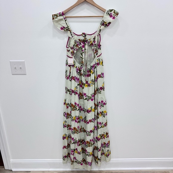 SAYLOR Ayame Flutter-Sleeve Smocked Tiered Maxi Dress Floral Nuuly New with tags - Picture 6 of 13